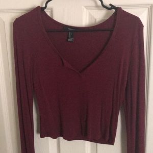 Long sleeve maroon women’s crop top